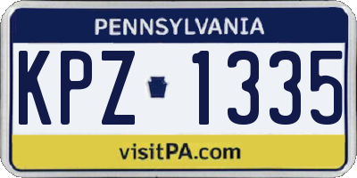 PA license plate KPZ1335