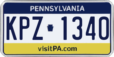 PA license plate KPZ1340
