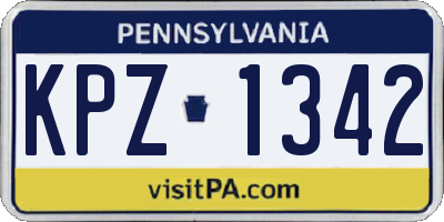 PA license plate KPZ1342