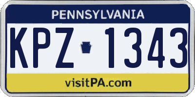 PA license plate KPZ1343