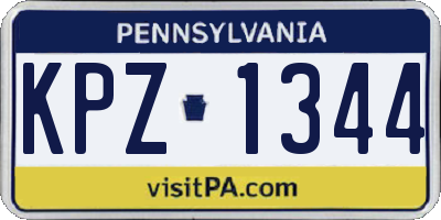 PA license plate KPZ1344