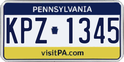 PA license plate KPZ1345