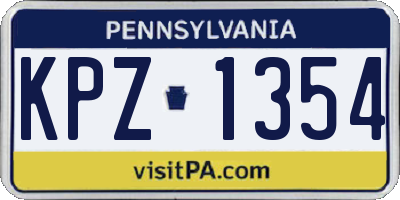 PA license plate KPZ1354