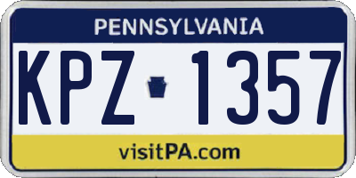 PA license plate KPZ1357