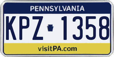 PA license plate KPZ1358