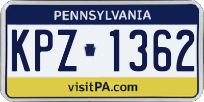 PA license plate KPZ1362