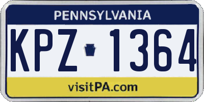 PA license plate KPZ1364