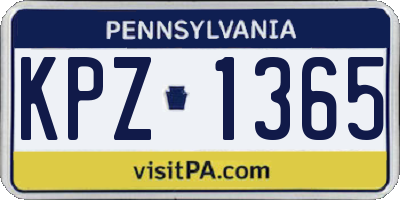 PA license plate KPZ1365