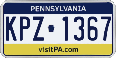PA license plate KPZ1367