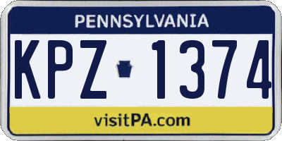 PA license plate KPZ1374
