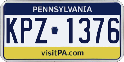 PA license plate KPZ1376