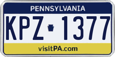 PA license plate KPZ1377