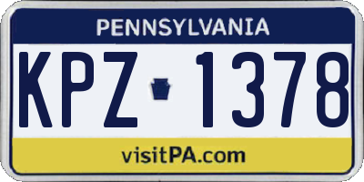 PA license plate KPZ1378