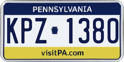 PA license plate KPZ1380