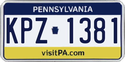 PA license plate KPZ1381