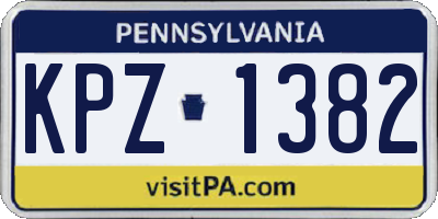 PA license plate KPZ1382