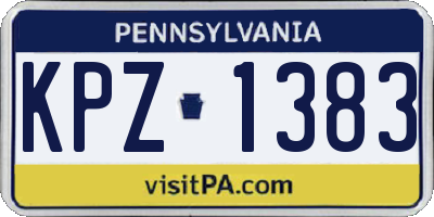 PA license plate KPZ1383