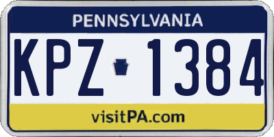 PA license plate KPZ1384