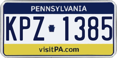 PA license plate KPZ1385