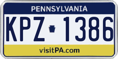 PA license plate KPZ1386