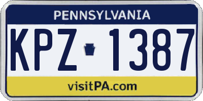 PA license plate KPZ1387