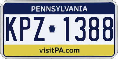 PA license plate KPZ1388