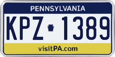 PA license plate KPZ1389