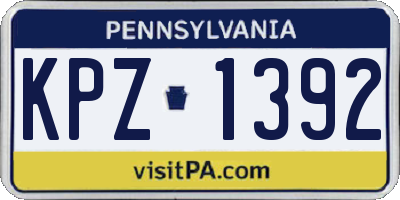 PA license plate KPZ1392