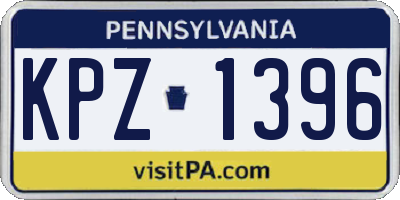 PA license plate KPZ1396