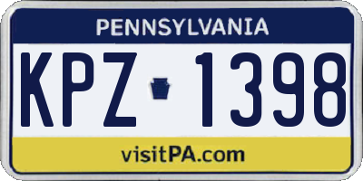 PA license plate KPZ1398