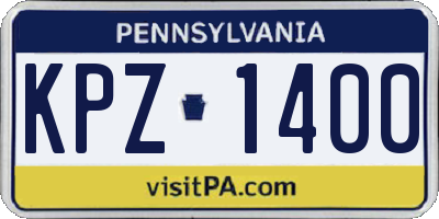 PA license plate KPZ1400