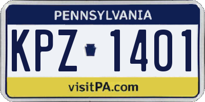 PA license plate KPZ1401