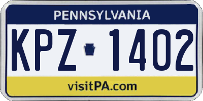 PA license plate KPZ1402