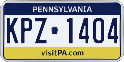 PA license plate KPZ1404