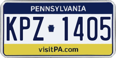 PA license plate KPZ1405
