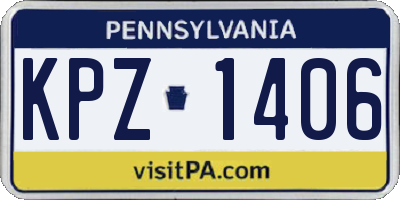 PA license plate KPZ1406