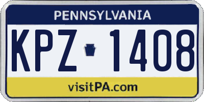 PA license plate KPZ1408