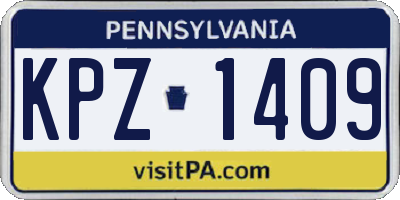 PA license plate KPZ1409