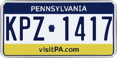 PA license plate KPZ1417