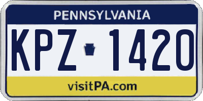 PA license plate KPZ1420