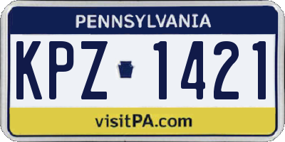 PA license plate KPZ1421