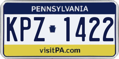 PA license plate KPZ1422