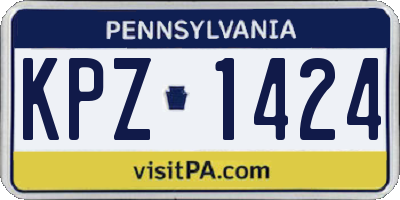 PA license plate KPZ1424