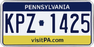 PA license plate KPZ1425