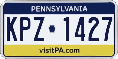 PA license plate KPZ1427