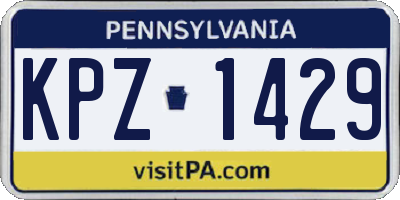 PA license plate KPZ1429