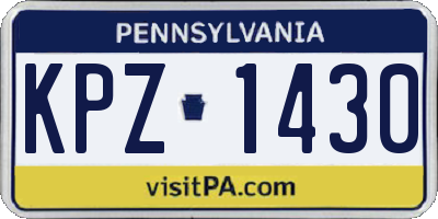 PA license plate KPZ1430