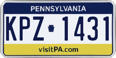 PA license plate KPZ1431