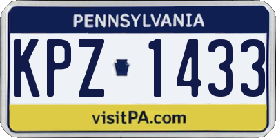 PA license plate KPZ1433