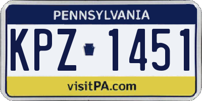 PA license plate KPZ1451